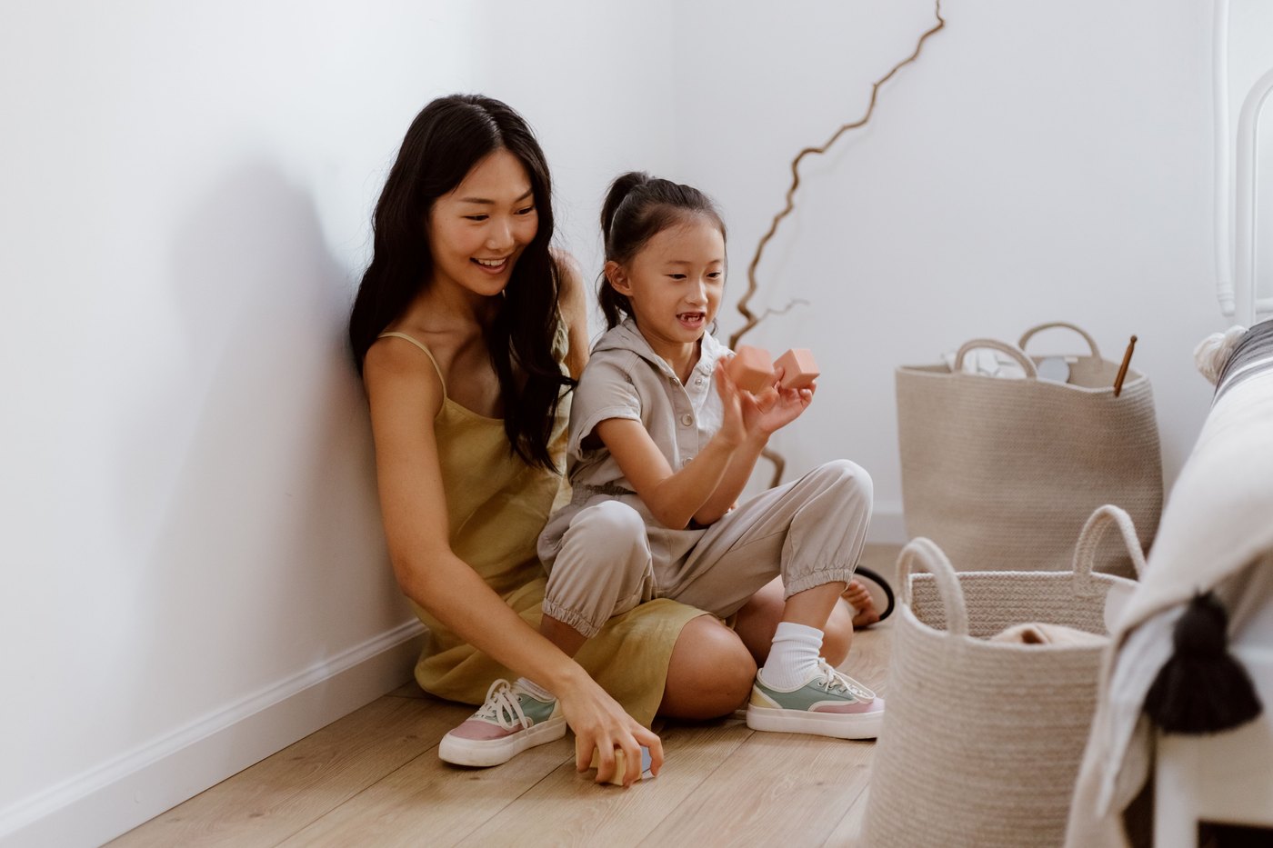 Parent and child spending time together at home
